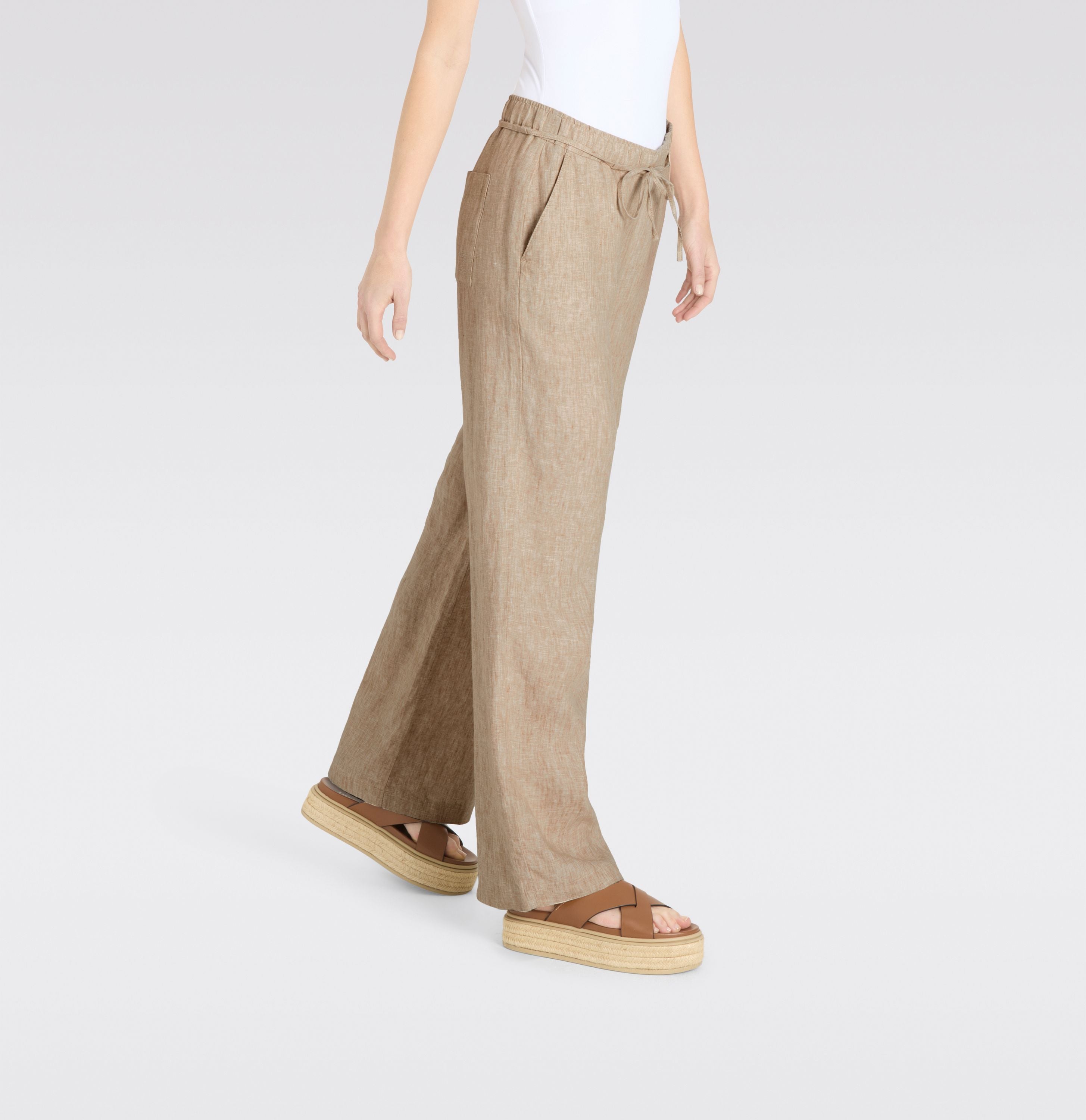 MAC JEANS - CHIARA BELT, Pure linen - Wide Fit - 3447-00-0294L-236M - braun