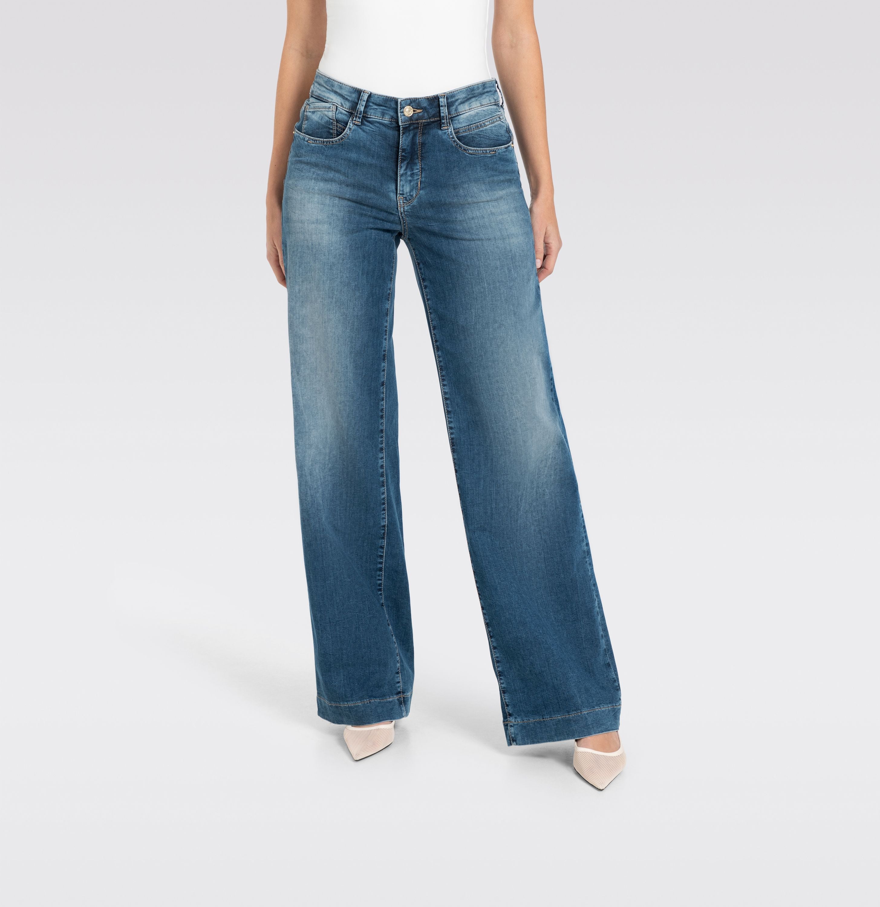 MAC JEANS - RICH PALAZZO, Light weight denim - Wide Fit - 5233-90-0391L-D585 - blau