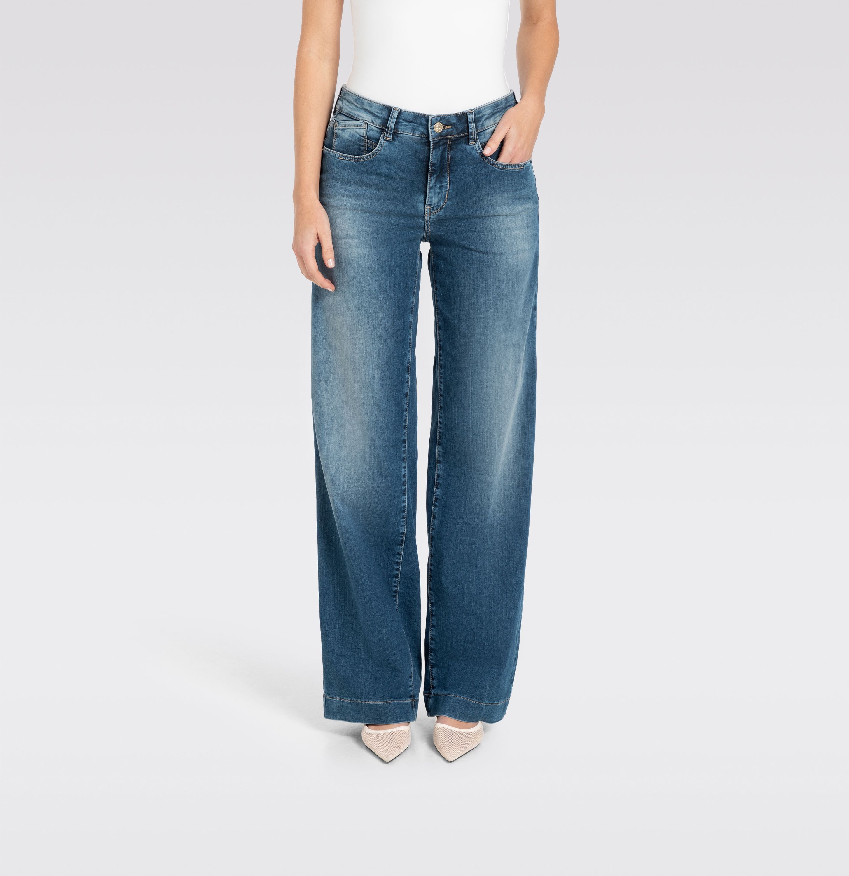 MAC JEANS - RICH PALAZZO, Light weight denim - Wide Fit - 5233-90-0391L-D585 - blau