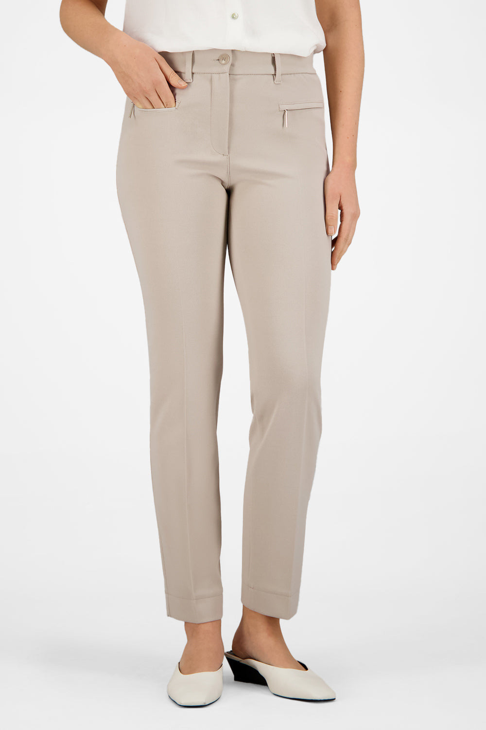 Gardeur Women Damen Hose ZENE51 - Slim Fit - ZENE51-601371-1012 - hellbeige - Grau