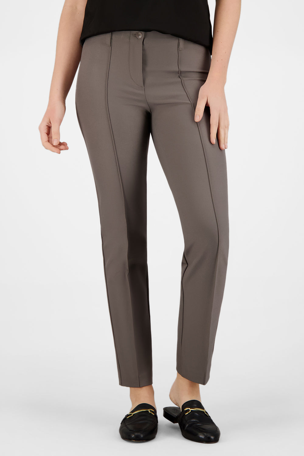 Gardeur Women Damen Hose ZENE61 - Straight - ZENE61-602471-3025 - dunkel taupe - Beige