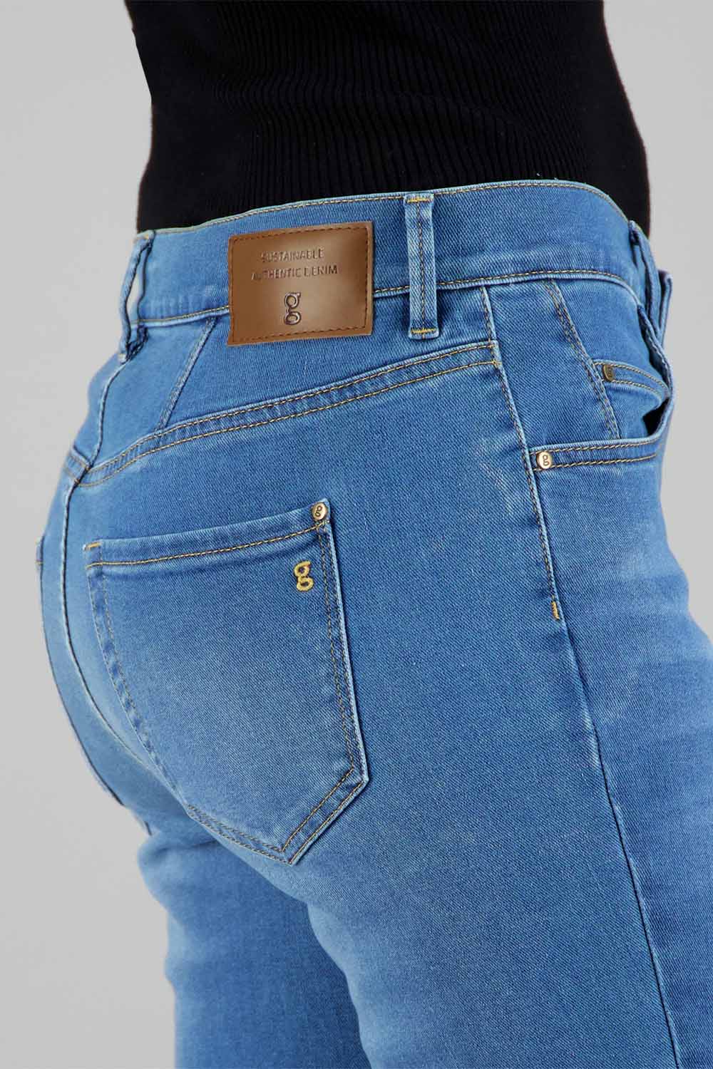 Gardeur Women Damen Hose ZURI122 - Slim Fit - ZURI122-670721-7167 - stone used - Blau